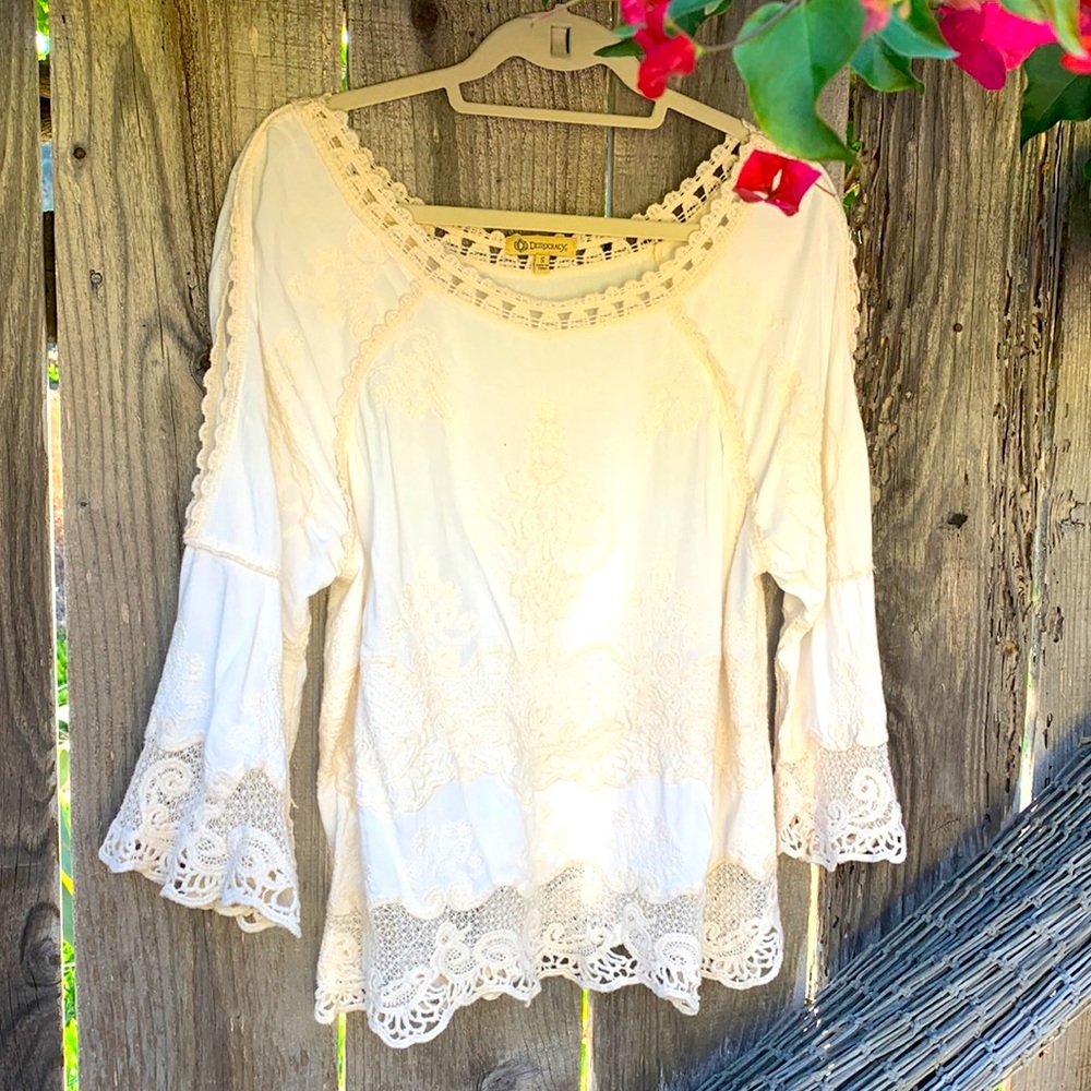 Beautiful lacy blouse, rayon/cotton
